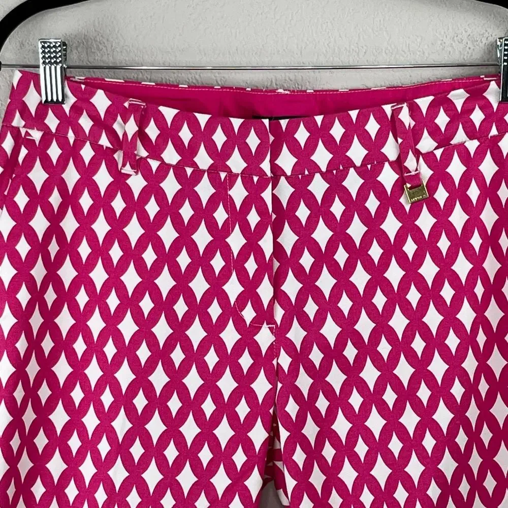 Nautica Fuchsia Hot Pink Geometric Ankle Pants NWT 6 Barbiecore Resort Preppy